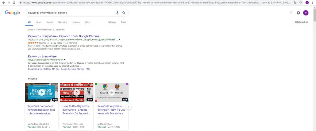 在google上搜索keywords everywhere插件